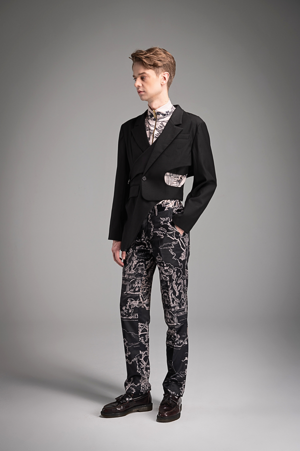 Contemporary Classic Printed Asymmetrical Suit