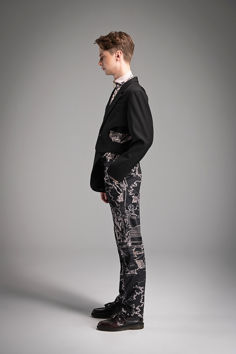 Contemporary Classic Printed Asymmetrical Suit