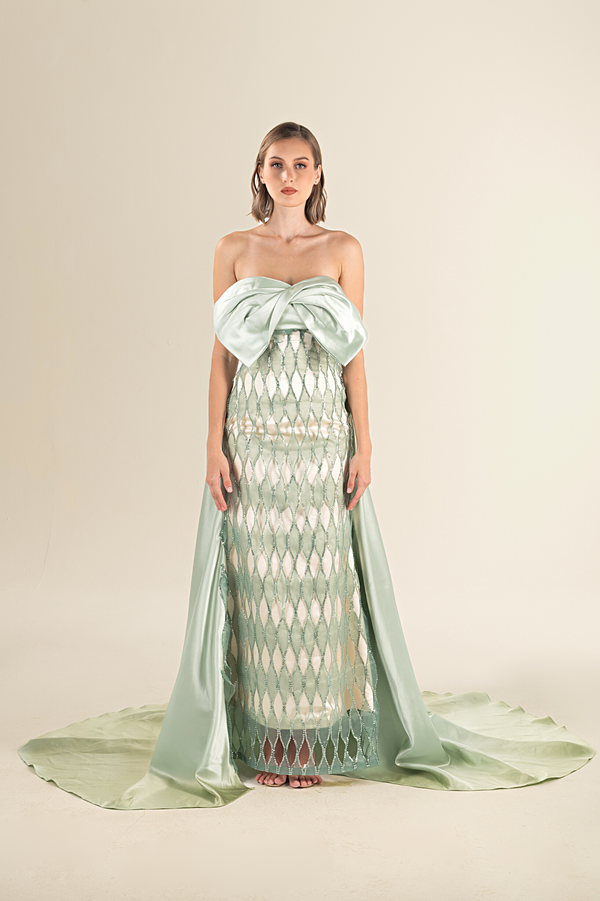 Mint Elegance Embellished Gown