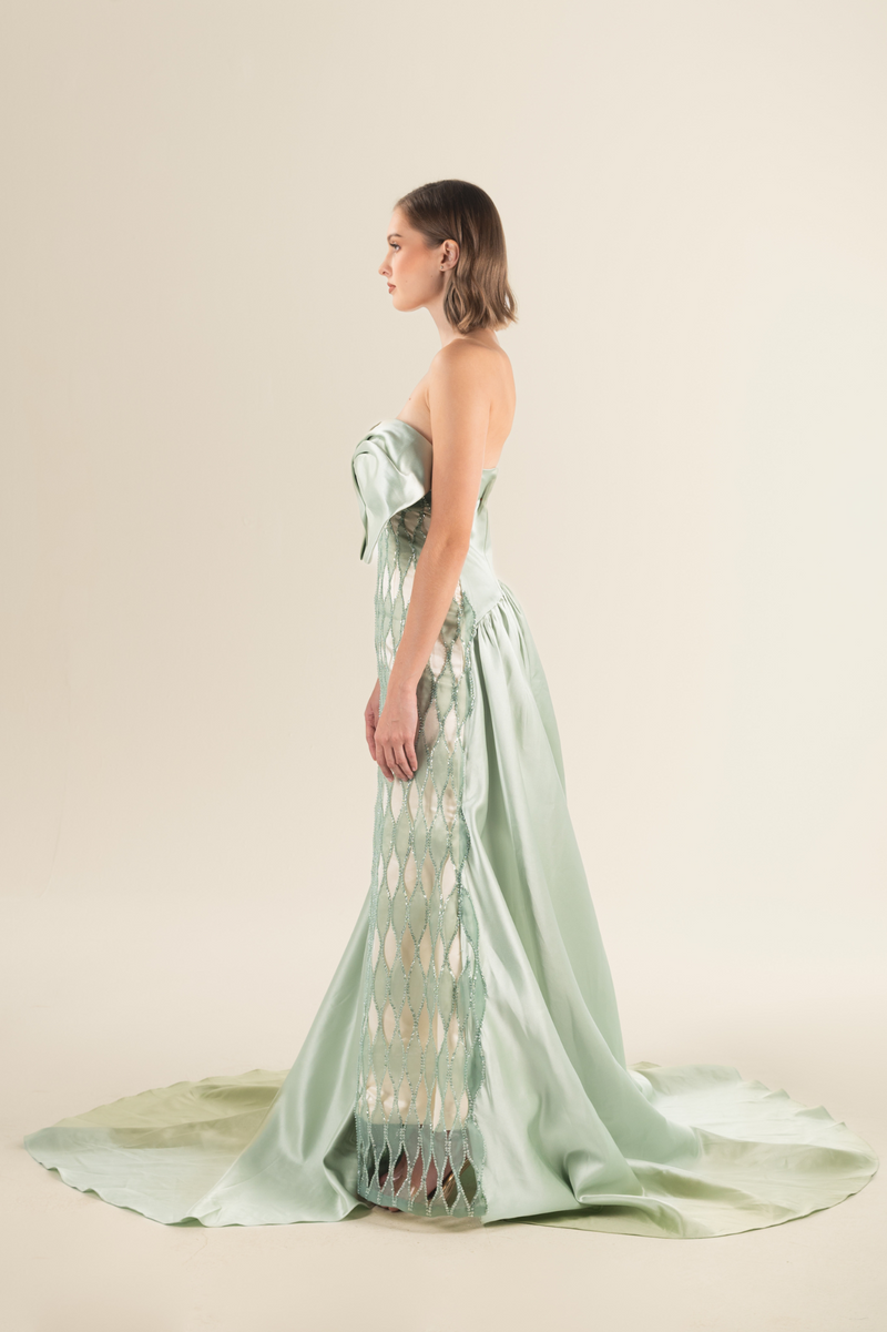 Mint Elegance Embellished Gown