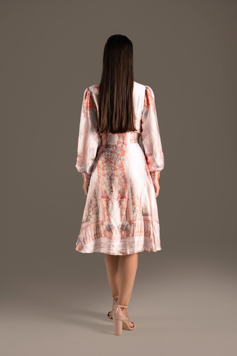 Blush Silk Asymmetrical Shirt Dress