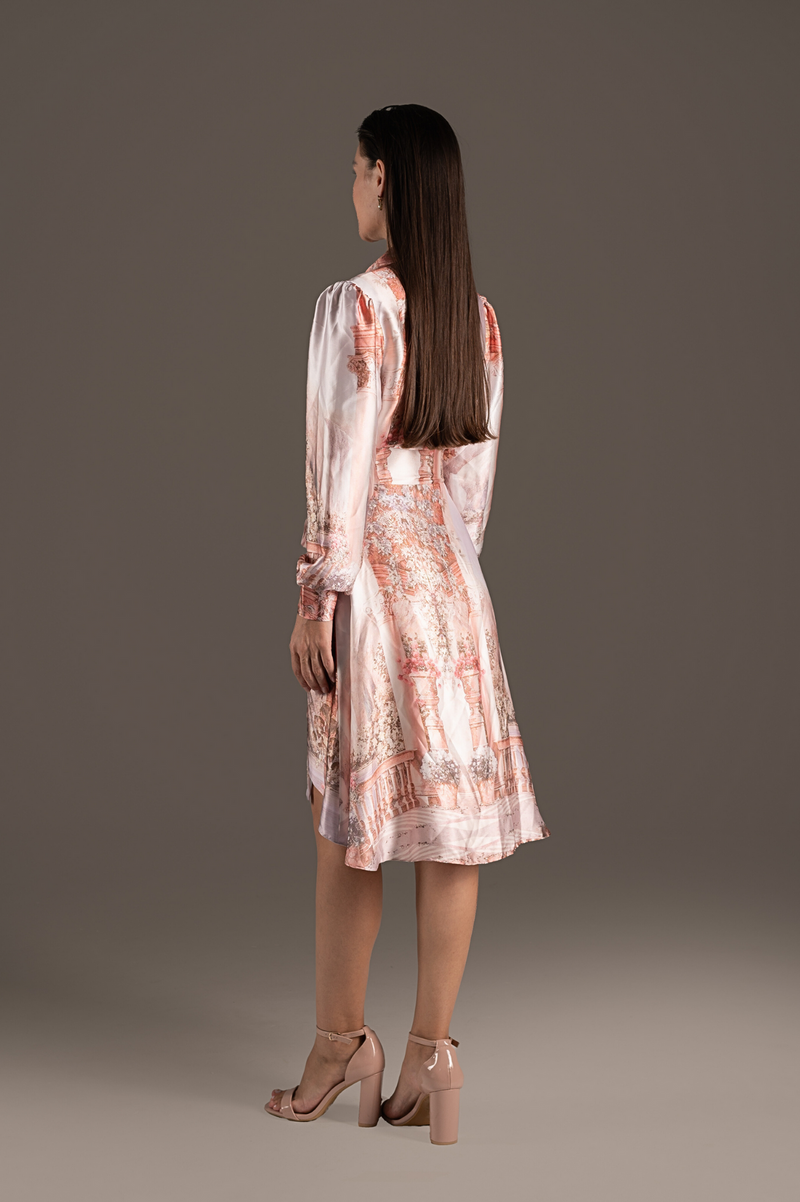 Blush Silk Asymmetrical Shirt Dress